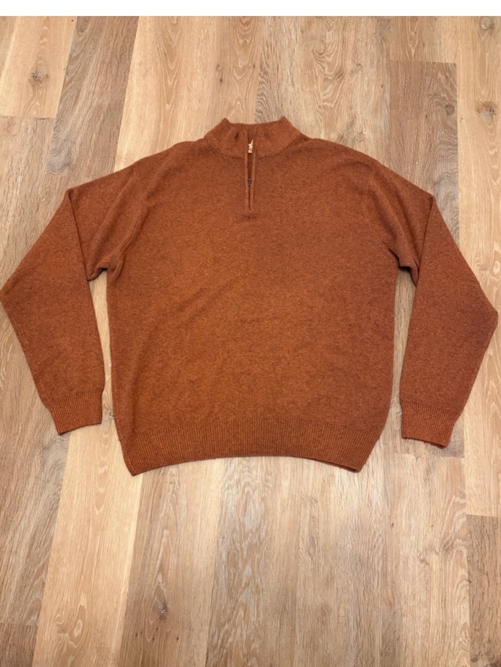 Peter Millar Men's XL Quarter Zip Sweater Rust Orange Merino Wool Cashmere